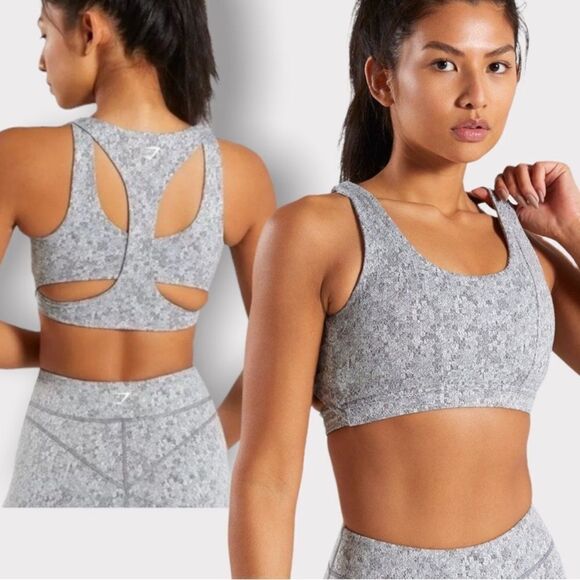 Gymshark Other - Gymshark Fleur Texture Sports Bra Charcoal Marled Gray
